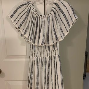Off the shoulder striped romper
